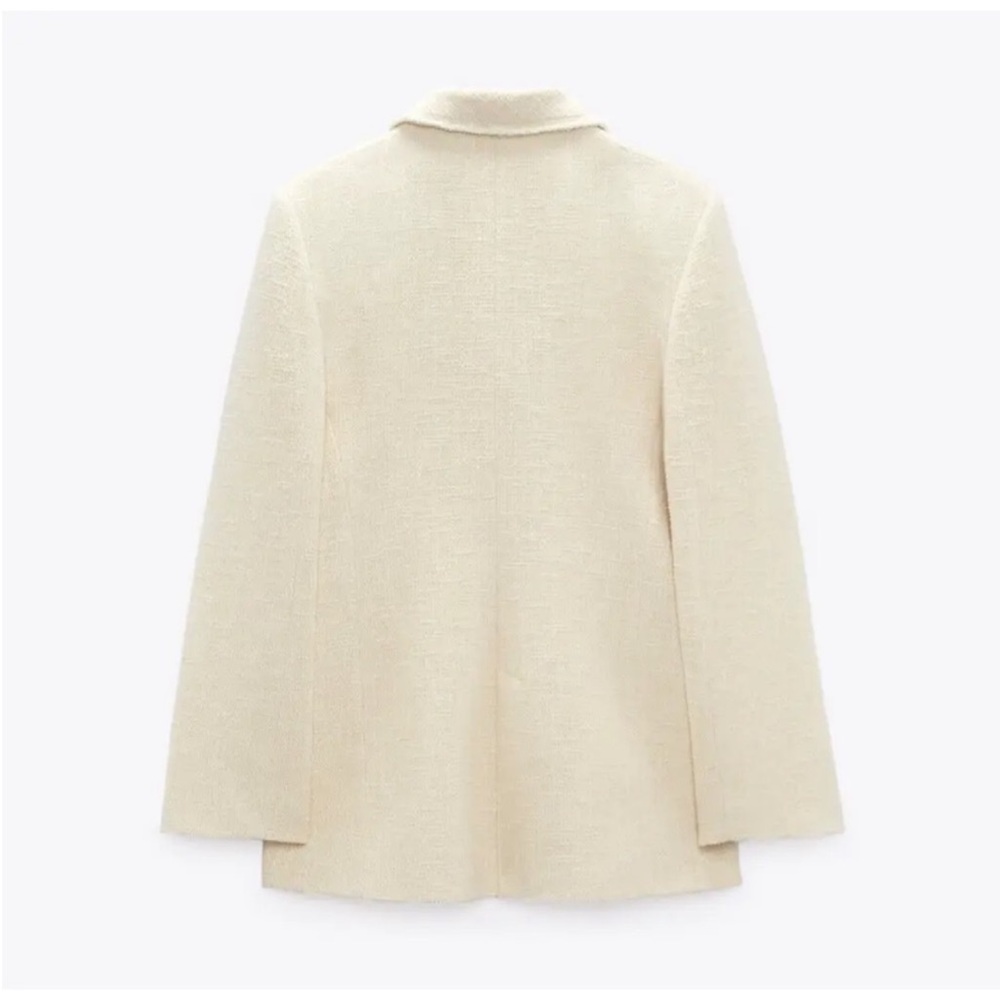 Zara limited edition Cream Women's double breasted Blazer with pearl button - Picture 10 of 11